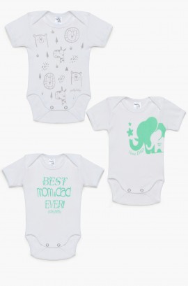 Βρεφικά εσώρουχα Elephant. Συσκευασια 3 Κορμακια Unisex κοντό μανίκι, Βαμβακερα 100%