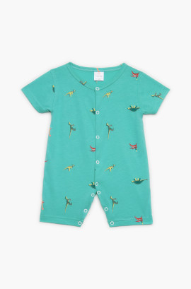 Βρεφικά φορμάκια. Φορμάκι τύπωμα Allover Dino, κοντό μανίκι, ψιλή πλέξη υφάσματος, βαμβακερό 100%