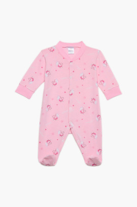 Βρεφικά φορμάκια. Φορμάκι τύπωμα Allover, μακρύ μανίκι, ψιλή πλέξη υφάσματος, βαμβακερό 100%