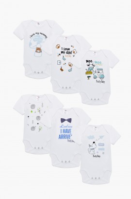 Βρεφικά εσώρουχα Love my Dad. Συσκευασια 6 Κορμακια κοντό μανίκι, Βαμβακερα 100%