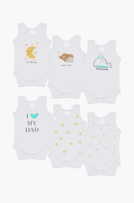 Βρεφικά εσώρουχα Dad. Συσκευασια 6 Κορμακια Unisex τιράντα, Βαμβακερα 100%