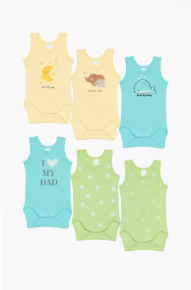 Βρεφικά εσώρουχα Love. Συσκευασια 6 Κορμάκια Τιράντα, Βαμβακερα 100%