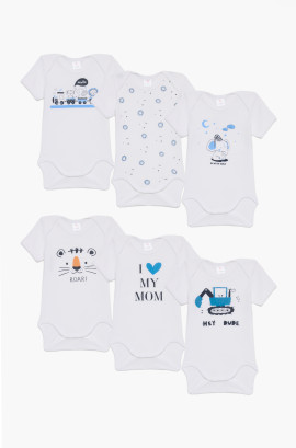 Βρεφικά εσώρουχα Roar. Συσκευασια 6 Κορμακια κοντό μανίκι, Βαμβακερα 100%