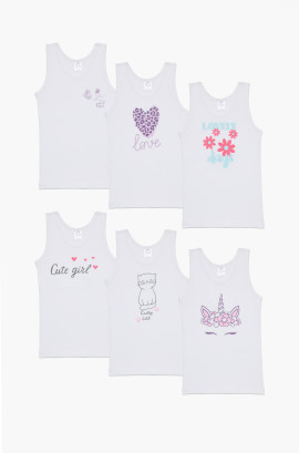 Παιδικά εσώρουχα. Συσκευασία 6 τεμαχίων. Παιδικά φανελάκια τιράντα. Βαμβακερά 100%