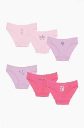 Παιδικά εσώρουχα. Συσκευασία 6 τεμαχίων. Παιδικά χρωματιστά κυλοτάκια, Βαμβακερά 100%