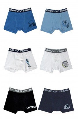 Παιδικά εσώρουχα.Σετ 6 τεμαχίων. Παιδικά boxers choose, εξωτερικό λάστιχο. Βαμβακερά 100%