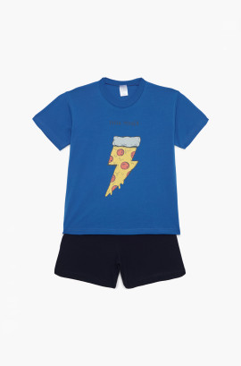 Παιδικές πυζάμες. Παιδικό σετ 2 τεμαχίων Pizza, ψιλή πλέξη υφάσματος, βαμβακερό 100%