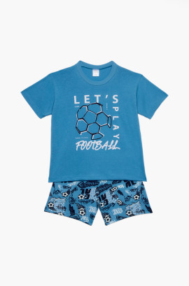 Παιδικές πυζάμες. Παιδικό σετ 2 τεμαχίων Football, ψιλή πλέξη υφάσματος, βαμβακερό 100%