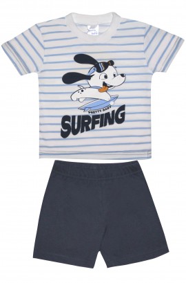 Βρεφικές πυζάμες. Βρεφικό σετ 2 τεμαχίων Surfing ,ψιλή πλέξη υφάσματος, Βαμβακερό 100%