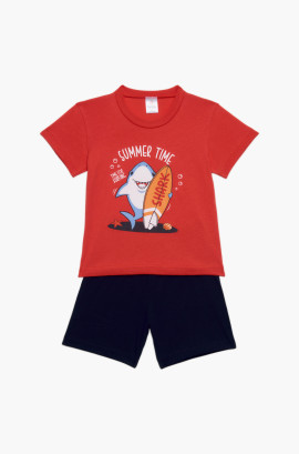 Βρεφικές πυζάμες. Βρεφικό / Παιδικό σετ 2 τεμαχίων Summer Time, ψιλή πλέξη υφάσματος, Βαμβακερό 100%