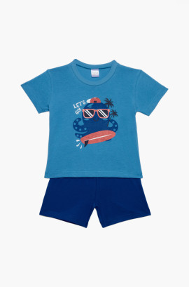 Βρεφικές πυζάμες. Βρεφικό / Παιδικό σετ 2 τεμαχίων Let's Go, ψιλή πλέξη υφάσματος, Βαμβακερό 100%