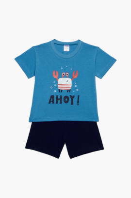 Βρεφικές πυζάμες. Βρεφικό / Παιδικό σετ 2 τεμαχίων AHOY, ψιλή πλέξη υφάσματος, Βαμβακερό 100%