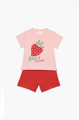 Βρεφικές πυζάμες. Βρεφικό / Παιδικό σετ 2 τεμαχίων Berry Sweet, ψιλή πλέξη υφάσματος, Βαμβακερό 100%
