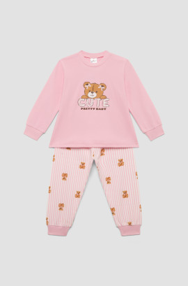 Πυζάμα Βρεφική  χειμερινή με τύπωμα Cute, Βαμβακερή 100%