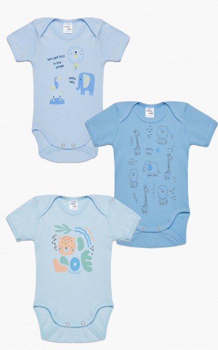 Βρεφικά εσώρουχα Little Elephant. Συσκευασια 3 Κορμακια κοντό μανίκι, Βαμβακερα 100%