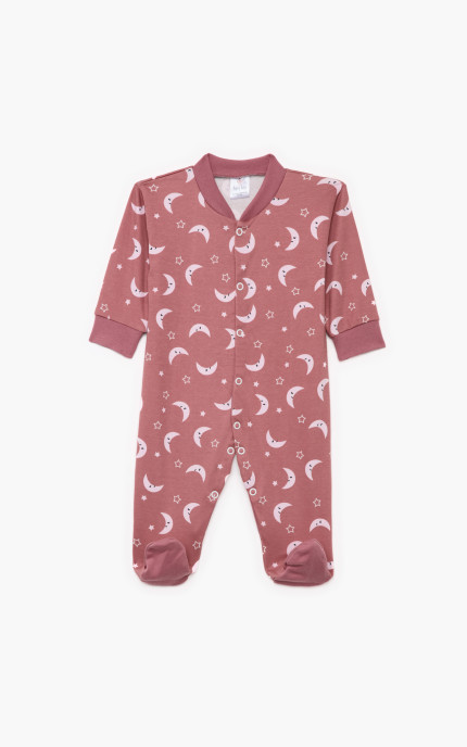 Βρεφικά Φορμάκια.Φορμάκι χειμερινό μακρύ μανίκι Φεγγάρια, χοντρή πλέξη υφάσματος, Βαμβακερό 100%