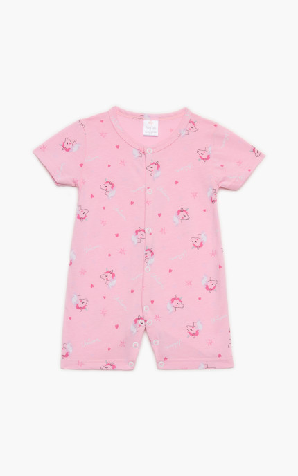 Βρεφικά φορμάκια. Φορμάκι τύπωμα Allover, κοντό μανίκι, ψιλή πλέξη υφάσματος, βαμβακερό 100%