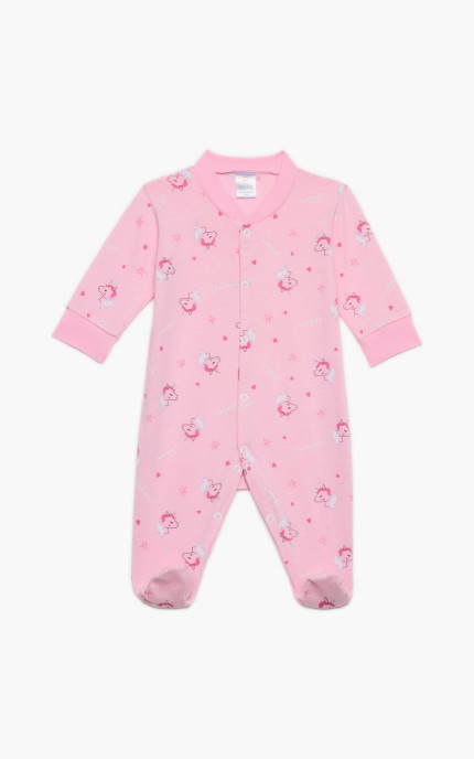 Βρεφικά φορμάκια. Φορμάκι τύπωμα Allover, μακρύ μανίκι, ψιλή πλέξη υφάσματος, βαμβακερό 100%