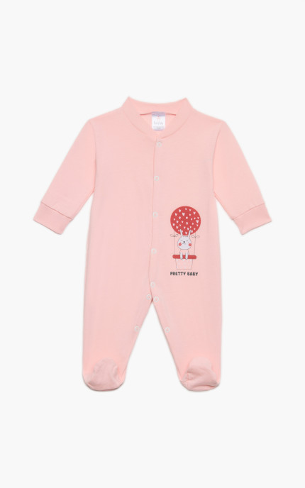 Βρεφικά φορμάκια. Φορμάκι τύπωμα Λαγός, μακρύ μανίκι, ψιλή πλέξη υφάσματος, βαμβακερό 100%