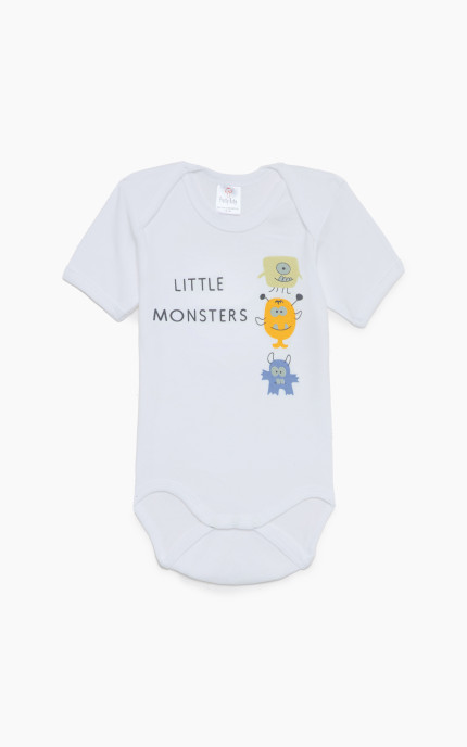 Βρεφικά εσώρουχα Monsters. Συσκευασια 6 Κορμακια Unisex κοντό μανίκι, Βαμβακερα 100%