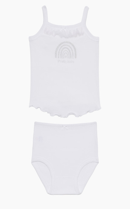 Βρεφικά εσώρουχα. Βαφτιστικό Σετ 2 Τεμαχια Rainbow, Βαμβακερα 100%