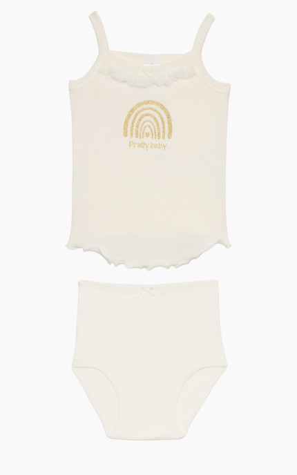 Βρεφικά εσώρουχα. Βαφτιστικό Σετ 2 Τεμαχια Rainbow, Βαμβακερα 100%