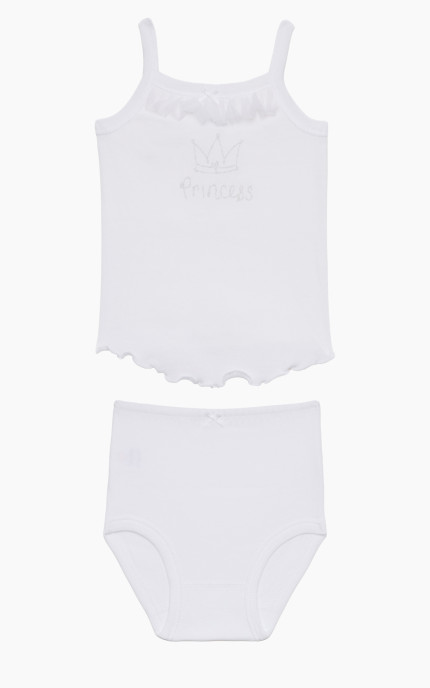 Βρεφικά εσώρουχα. Βαφτιστικό Σετ 2 Τεμαχια Princess, Βαμβακερα 100%
