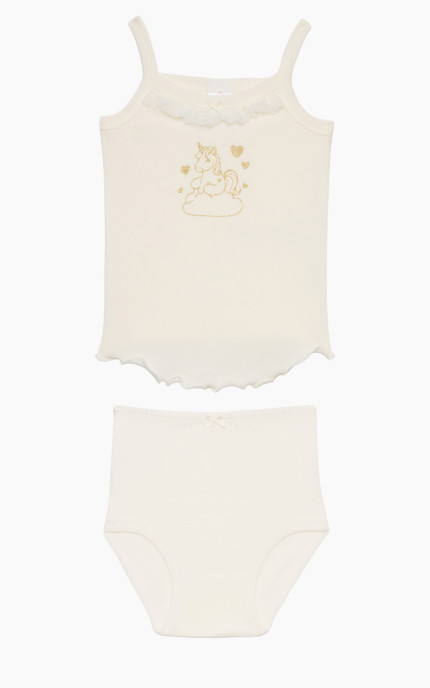 Βρεφικά εσώρουχα. Βαφτιστικό Σετ 2 Τεμαχια 'Αλογο, Βαμβακερα 100%