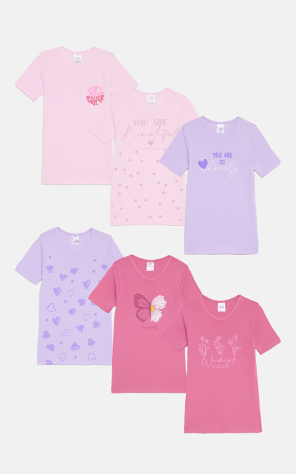 Παιδικά εσώρουχα. Συσκευασία 6 τεμαχίων. Παιδικά φανελάκια κοντό μανίκι. Βαμβακερά 100%