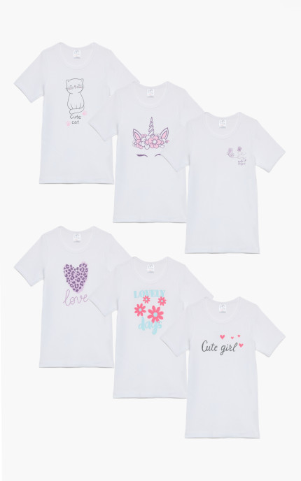 Παιδικά εσώρουχα. Συσκευασία 6 τεμαχίων. Παιδικά φανελάκια κοντό μανίκι. Βαμβακερά 100%