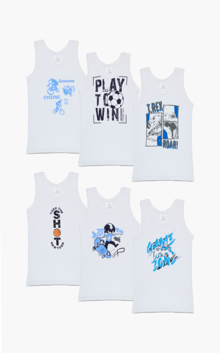 Παιδικά εσώρουχα. Συσκευασία 6 τεμαχίων. Παιδικά φανελάκια τιράντα. Βαμβακερά 100%