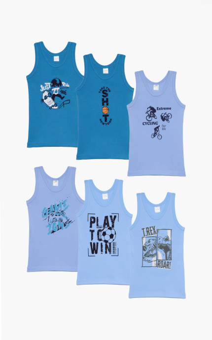 Παιδικά εσώρουχα. Συσκευασία 6 τεμαχίων. Παιδικά φανελάκια τιράντα, χρωματιστά, Βαμβακερά 100%