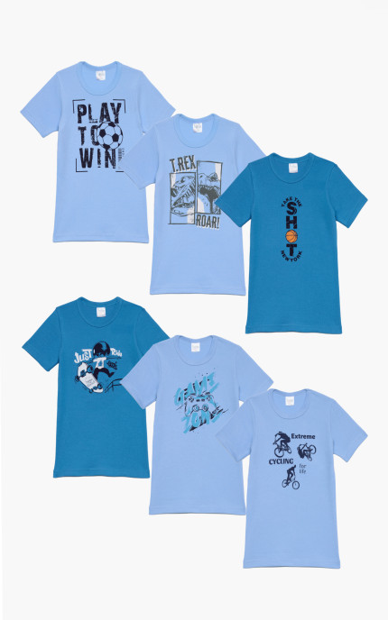 Παιδικά εσώρουχα. Συσκευασία 6 τεμαχίων. Παιδικά φανελάκια, κοντό μανίκι, χρωματιστά, Βαμβακερά 100%