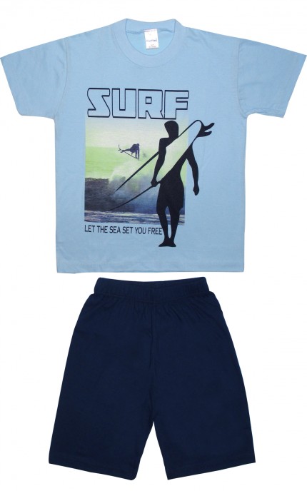 Παιδικές πυζάμες. Παιδικό σετ 2 τεμαχίων Surf , ψιλή πλέξη υφάσματος, βαμβακερό 100%