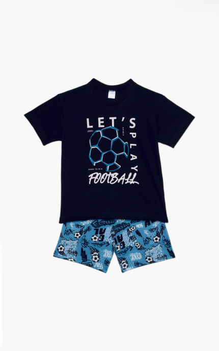 Παιδικές πυζάμες. Παιδικό σετ 2 τεμαχίων Football, ψιλή πλέξη υφάσματος, βαμβακερό 100%