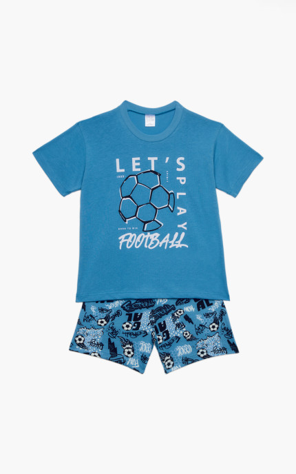 Παιδικές πυζάμες. Παιδικό σετ 2 τεμαχίων Football, ψιλή πλέξη υφάσματος, βαμβακερό 100%