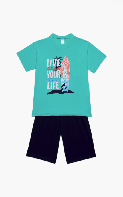 Παιδικές πυζάμες. Παιδικό σετ 2 τεμαχίων  Live Your Life, ψιλή πλέξη υφάσματος, βαμβακερό 100%