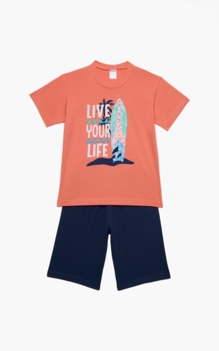 Παιδικές πυζάμες. Παιδικό σετ 2 τεμαχίων  Live Your Life, ψιλή πλέξη υφάσματος, βαμβακερό 100%