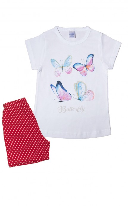 Παιδικές πυζάμες. Παιδικό σετ 2 τεμαχίων butterfly,ψιλή πλέξη υφάσματος, βαμβακερό 100%
