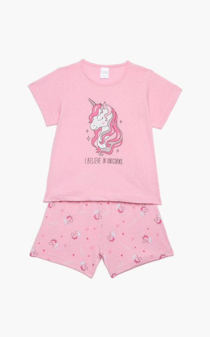 Παιδικές πυζάμες. Παιδικό σετ 2 τεμαχίων I Believe in Unicorns, ψιλή πλέξη υφάσματος, βαμβακερό 100%