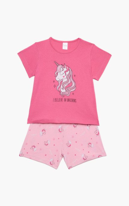 Παιδικές πυζάμες. Παιδικό σετ 2 τεμαχίων I Believe in Unicorns, ψιλή πλέξη υφάσματος, βαμβακερό 100%
