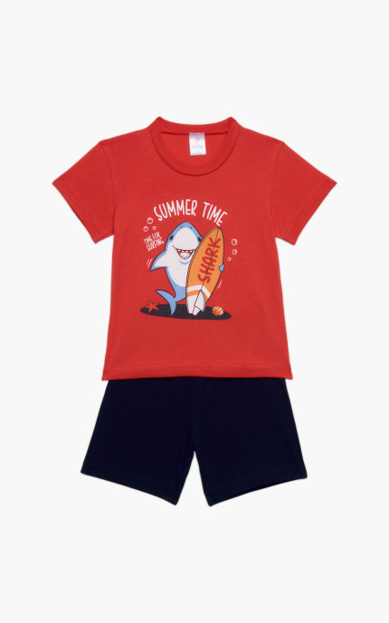 Βρεφικές πυζάμες. Βρεφικό / Παιδικό σετ 2 τεμαχίων Summer Time, ψιλή πλέξη υφάσματος, Βαμβακερό 100%