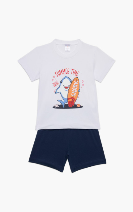 Βρεφικές πυζάμες. Βρεφικό / Παιδικό σετ 2 τεμαχίων Summer Time, ψιλή πλέξη υφάσματος, Βαμβακερό 100%