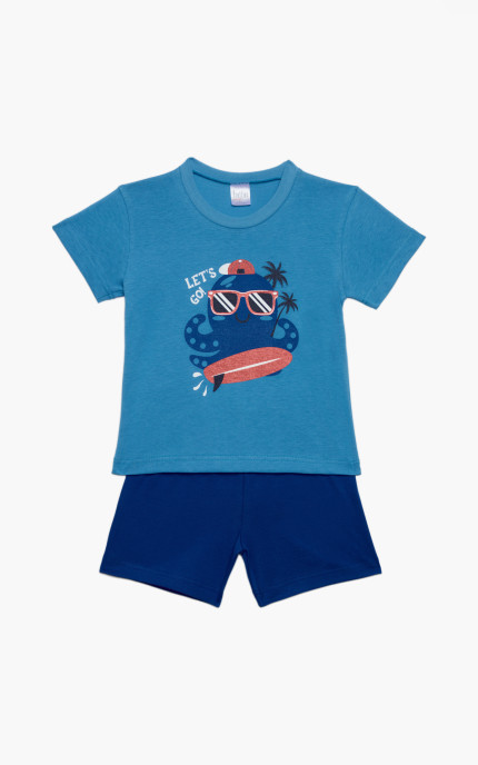 Βρεφικές πυζάμες. Βρεφικό / Παιδικό σετ 2 τεμαχίων Let's Go, ψιλή πλέξη υφάσματος, Βαμβακερό 100%