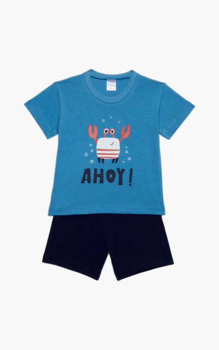 Βρεφικές πυζάμες. Βρεφικό / Παιδικό σετ 2 τεμαχίων AHOY, ψιλή πλέξη υφάσματος, Βαμβακερό 100%