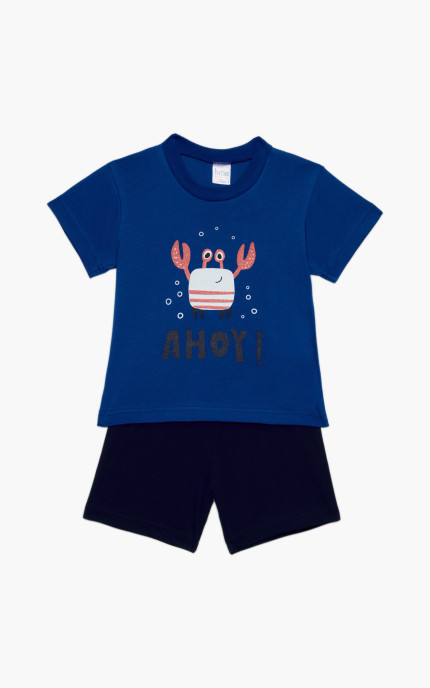 Βρεφικές πυζάμες. Βρεφικό / Παιδικό σετ 2 τεμαχίων AHOY, ψιλή πλέξη υφάσματος, Βαμβακερό 100%