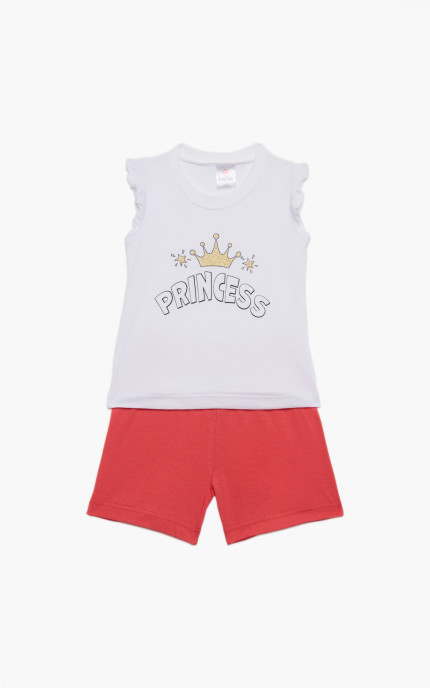 Βρεφικές πυζάμες. Βρεφικό / Παιδικό σετ 2 τεμαχίων Princess, ψιλή πλέξη υφάσματος, Βαμβακερό 100%