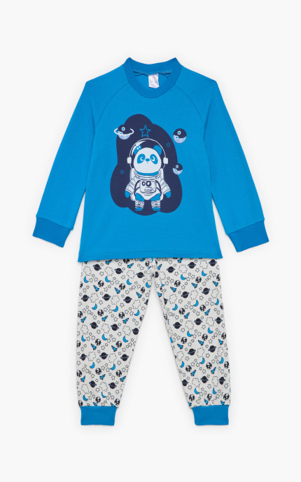 Πυζάμα βρεφική - παιδική χειμερινή με τύπωμα  Αστροναύτης, Bαμβακερή 100%