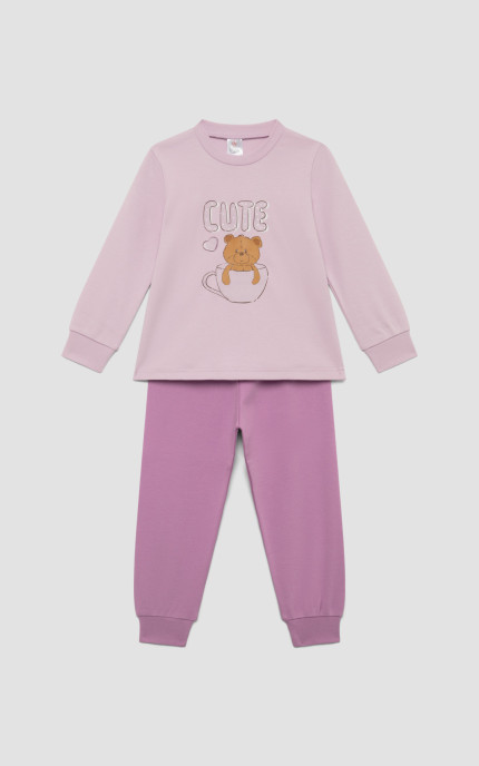 Πυζάμα Βρεφική  χειμερινή με τύπωμα Cute, Βαμβακερή 100%